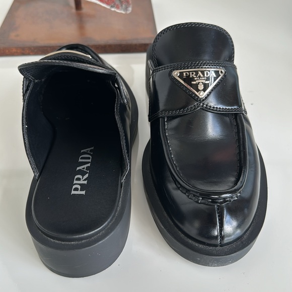 Prada Black Brushed Leather Loafer Mules Size IT 36 - Picture 16 of 17
